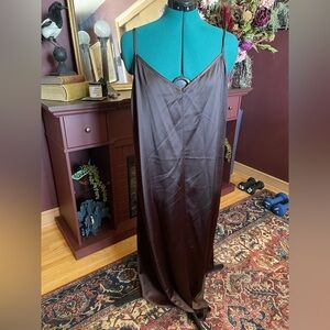 Brown satin slip dress